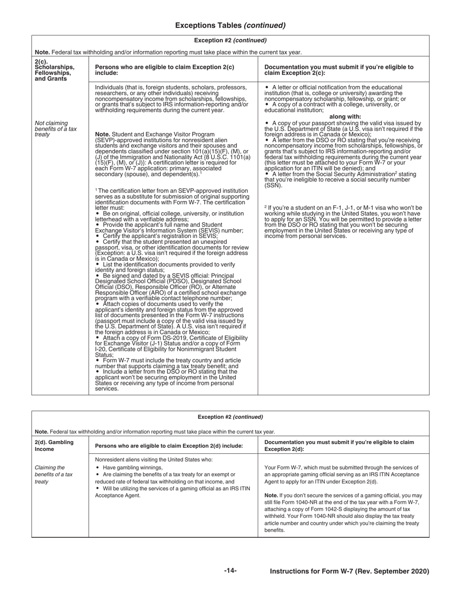 Instructions for IRS Form W-7 Application for IRS Individual Taxpayer Identification Number, Page 14