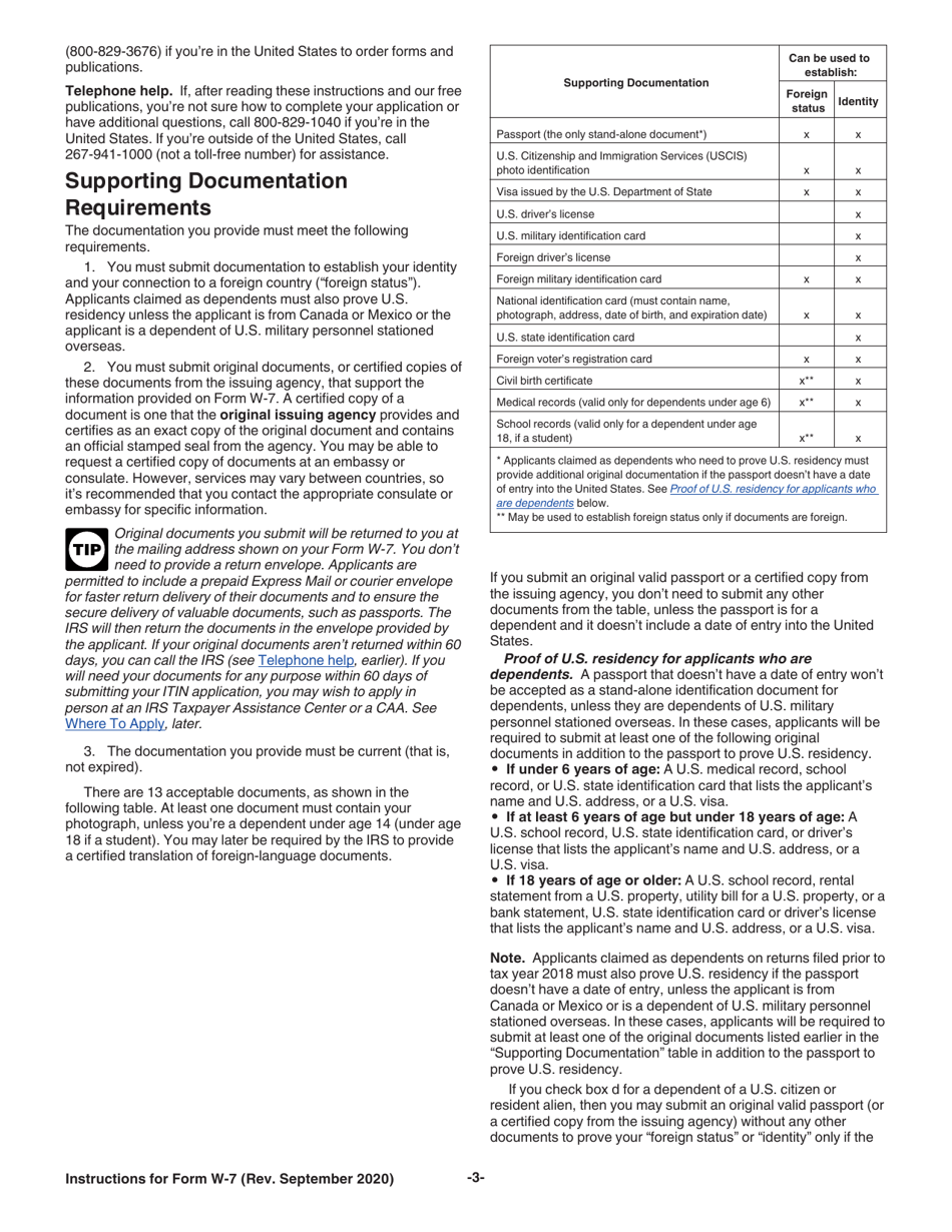Instructions for IRS Form W-7 Application for IRS Individual Taxpayer Identification Number, Page 3