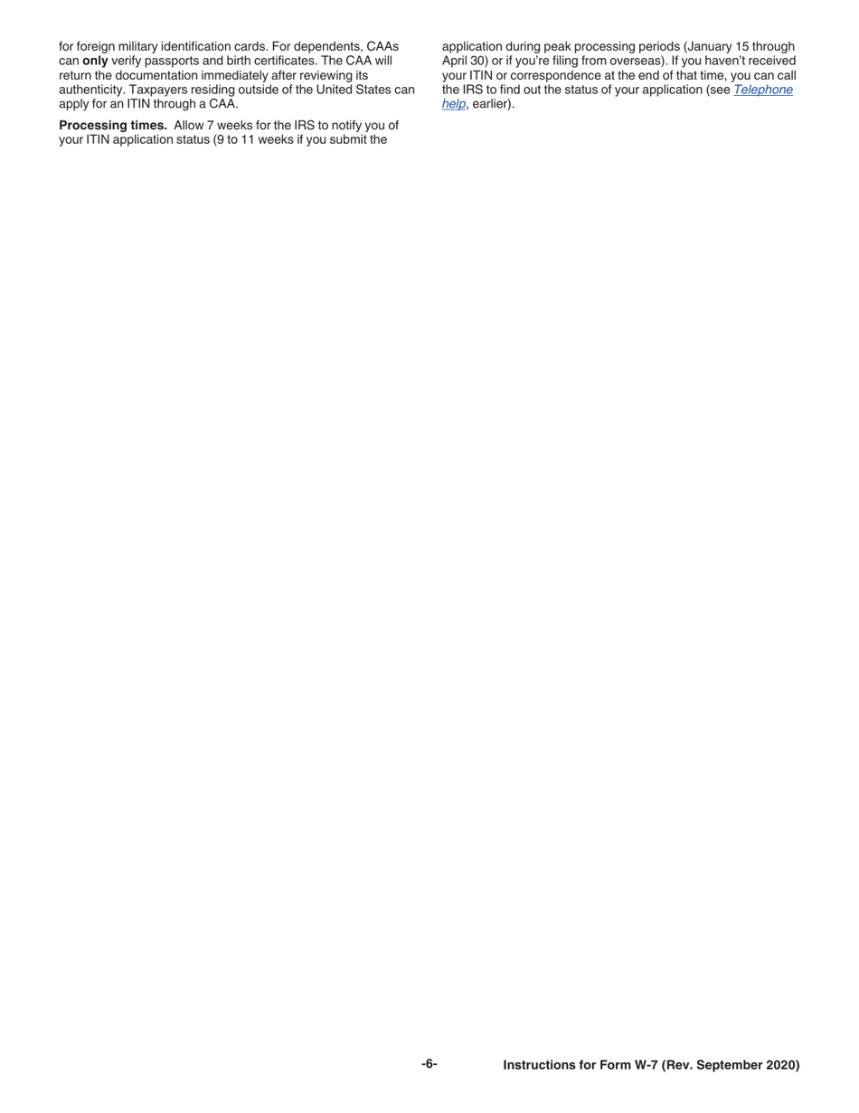 Instructions for IRS Form W-7 Application for IRS Individual Taxpayer Identification Number, Page 6