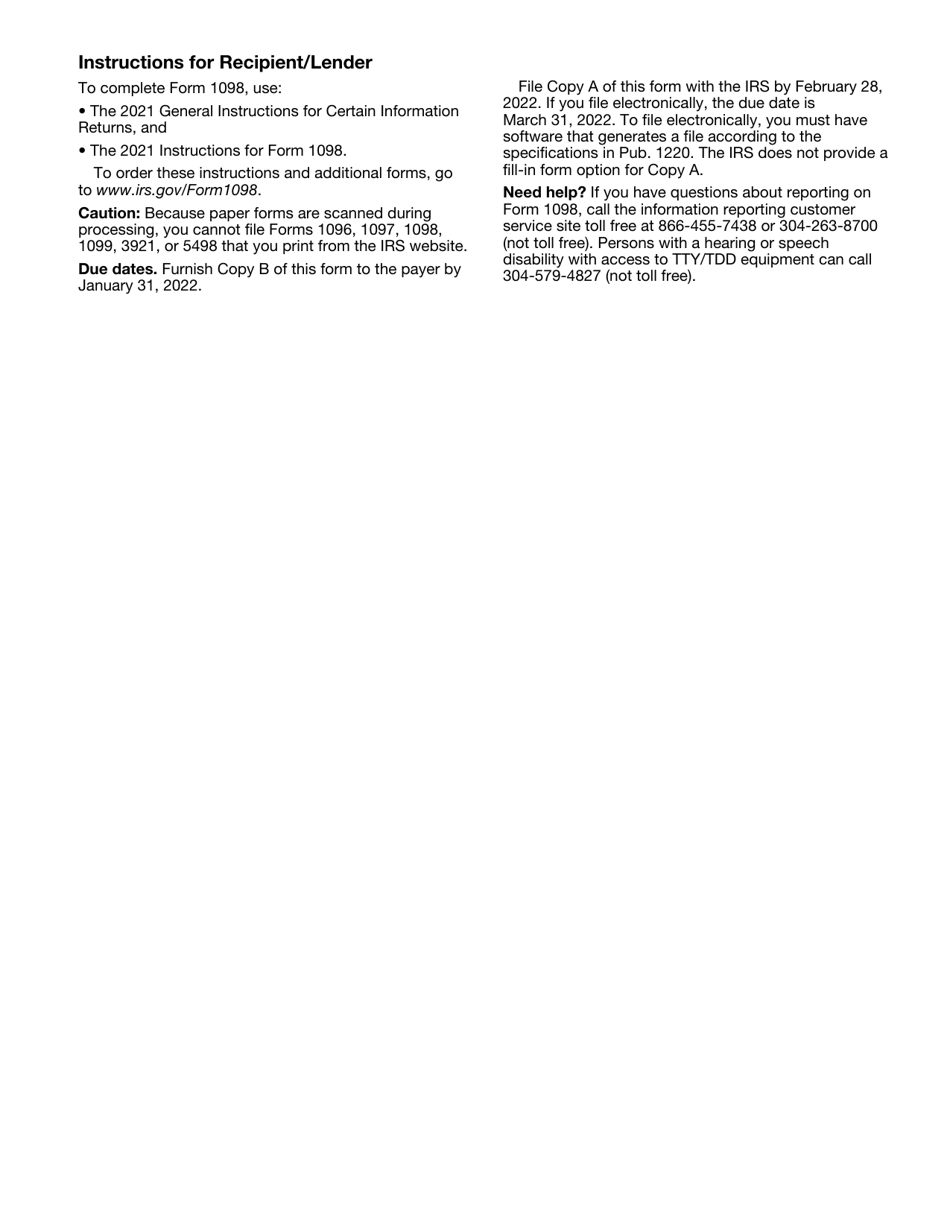 IRS Form 1098 Mortgage Interest Statement, Page 6