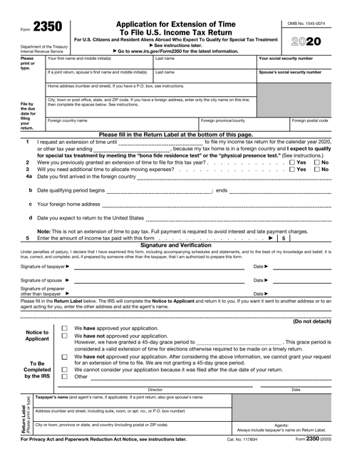 IRS Form 2350 2020 Printable Pdf