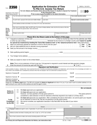 IRS Form 2350 Application for Extension of Time to File U.S. Income Tax Return