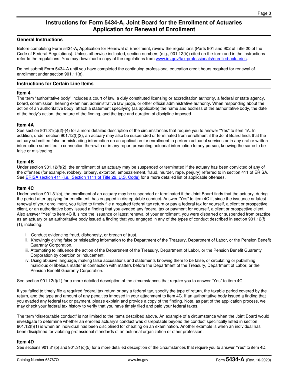 IRS Form 5434-A Joint Board for the Enrollment of Actuaries - Application for Renewal of Enrollment, Page 3