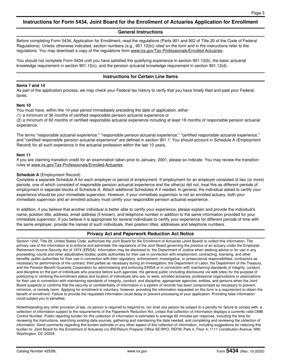 IRS Form 5434 Joint Board for the Enrollment of Actuaries - Application for Enrollment, Page 3