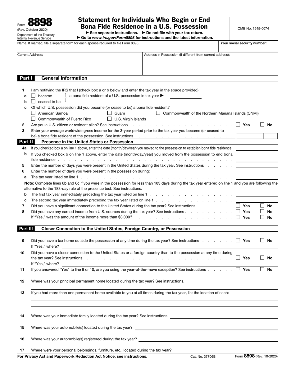 IRS Form 8898 Download Fillable PDF or Fill Online Statement for ...