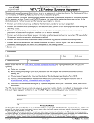Document preview: IRS Form 13533 Vita/Tce Partner Sponsor Agreement