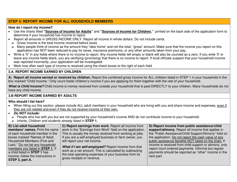 Instructions for Child and Adult Care Food Program Meal Benefit Income Eligibility Application - Arizona (English / Spanish), Page 2