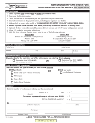 Document preview: Form VS-113I Inspection Certificate Order Form - New York