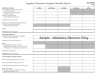 Form B&amp;L: MFT-SR Supplier/Permissive Supplier Monthly Return - Alabama, Page 2