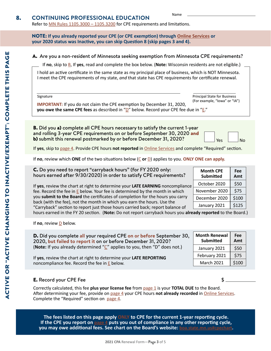 Individual CPA Certificate Renewal - Minnesota, Page 4