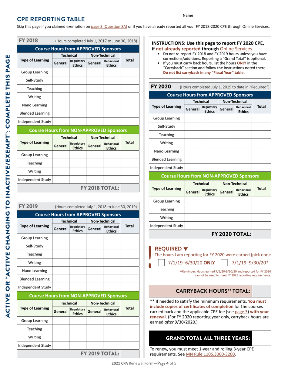 Individual CPA Certificate Renewal - Minnesota, Page 5