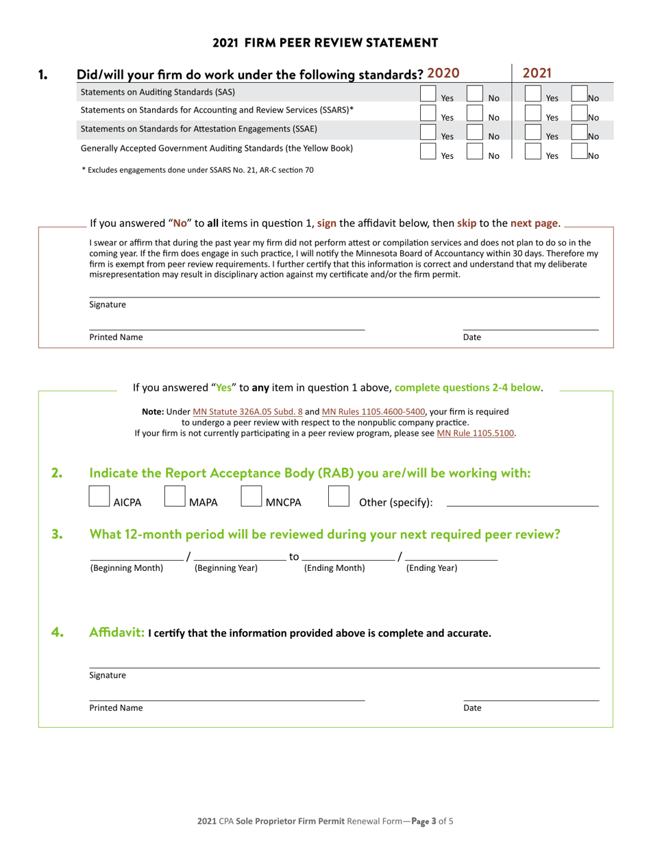 CPA Sole Proprietor Firm Permit Renewal - Minnesota, Page 4