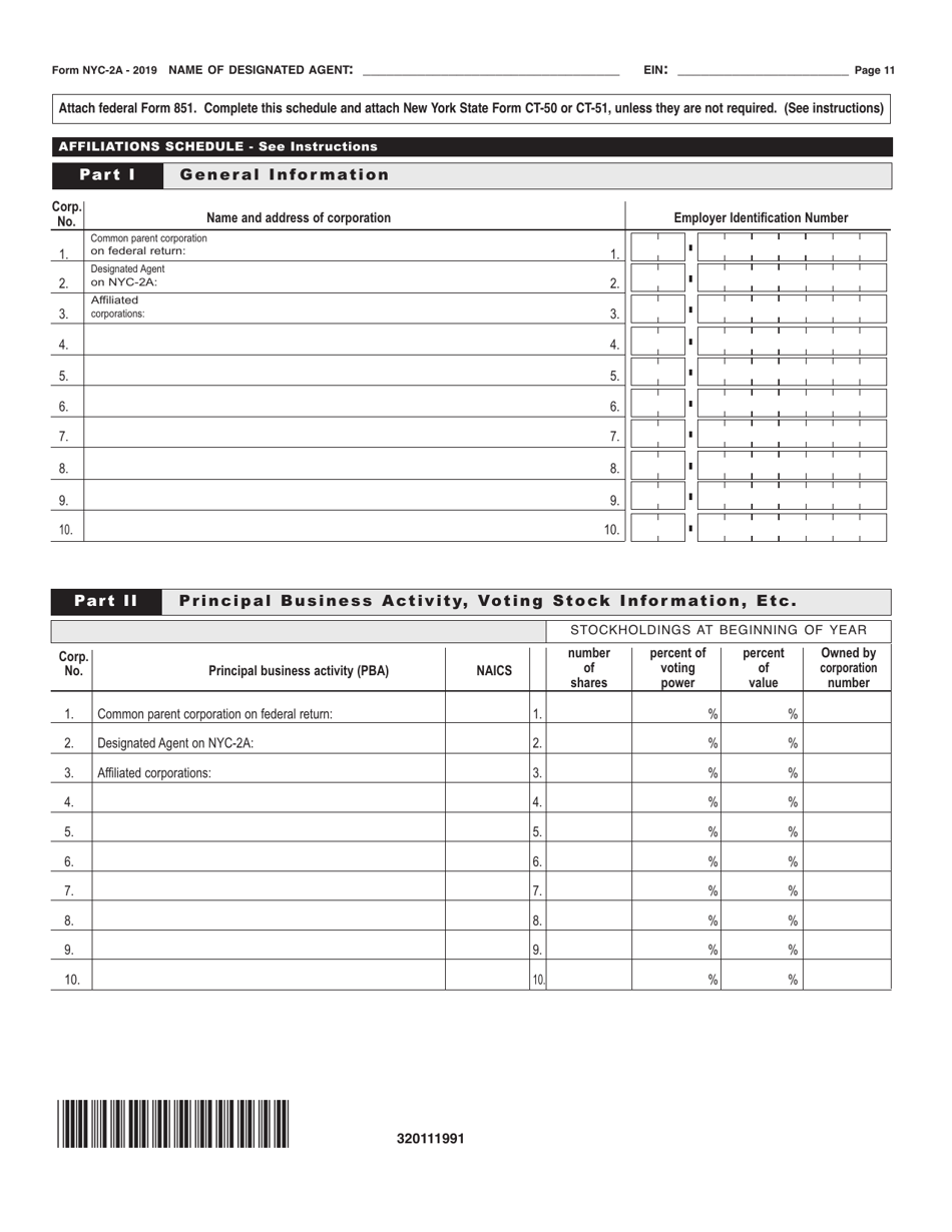 Form NYC-2A Combined Business Corporation Tax Return - New York City, Page 11