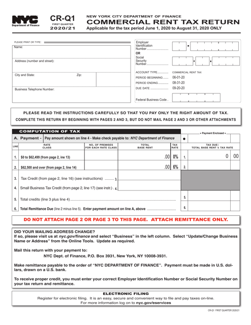 Form CR-Q1 2021 Printable Pdf