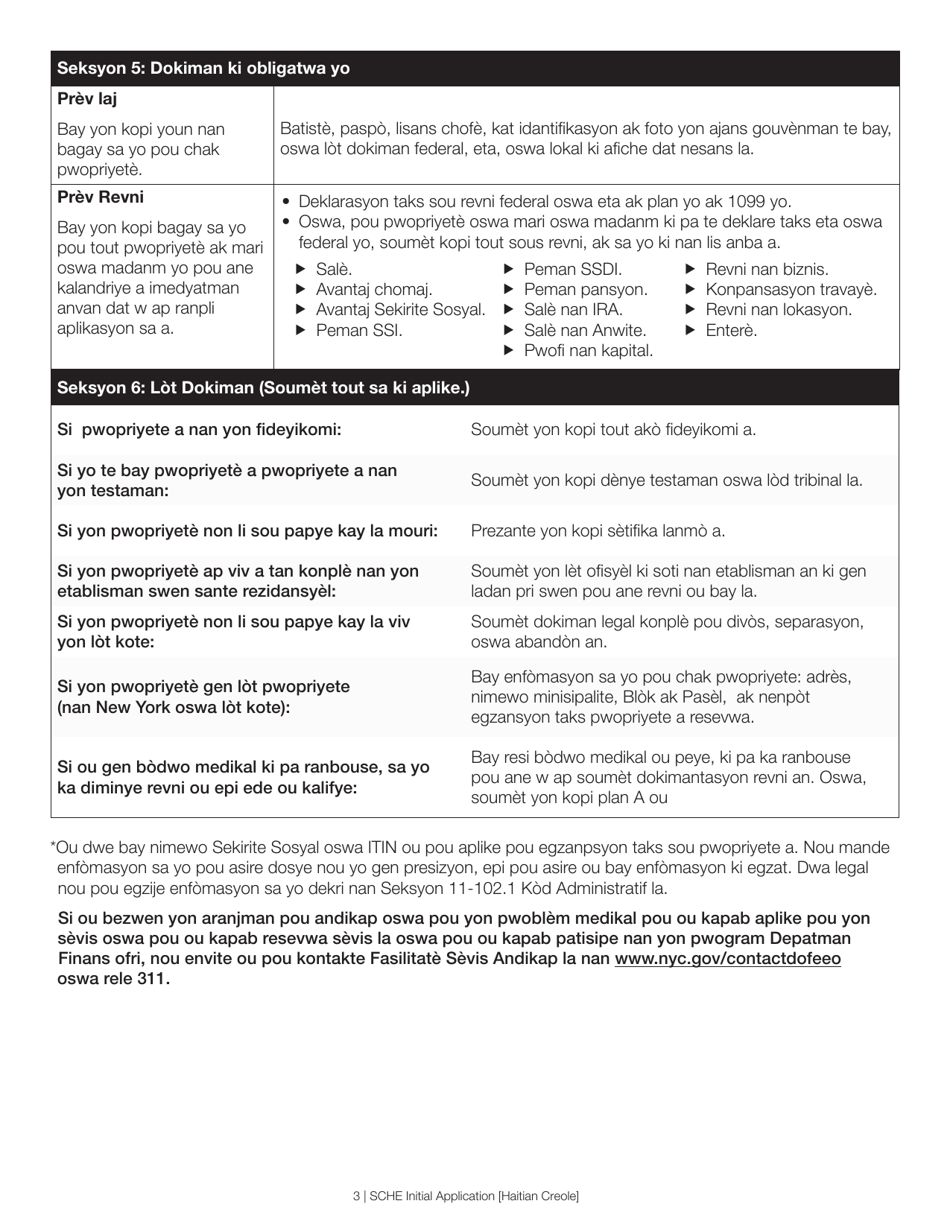 Senior Citizen Homeowners Exemption Initial Application - New York City (Haitian Creole), Page 3