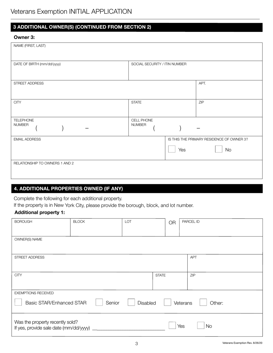 Veterans Exemption Initial Application - New York City, Page 6