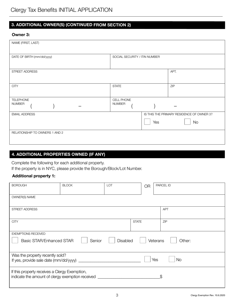 Clergy Exemption Initial Application - New York City, Page 5