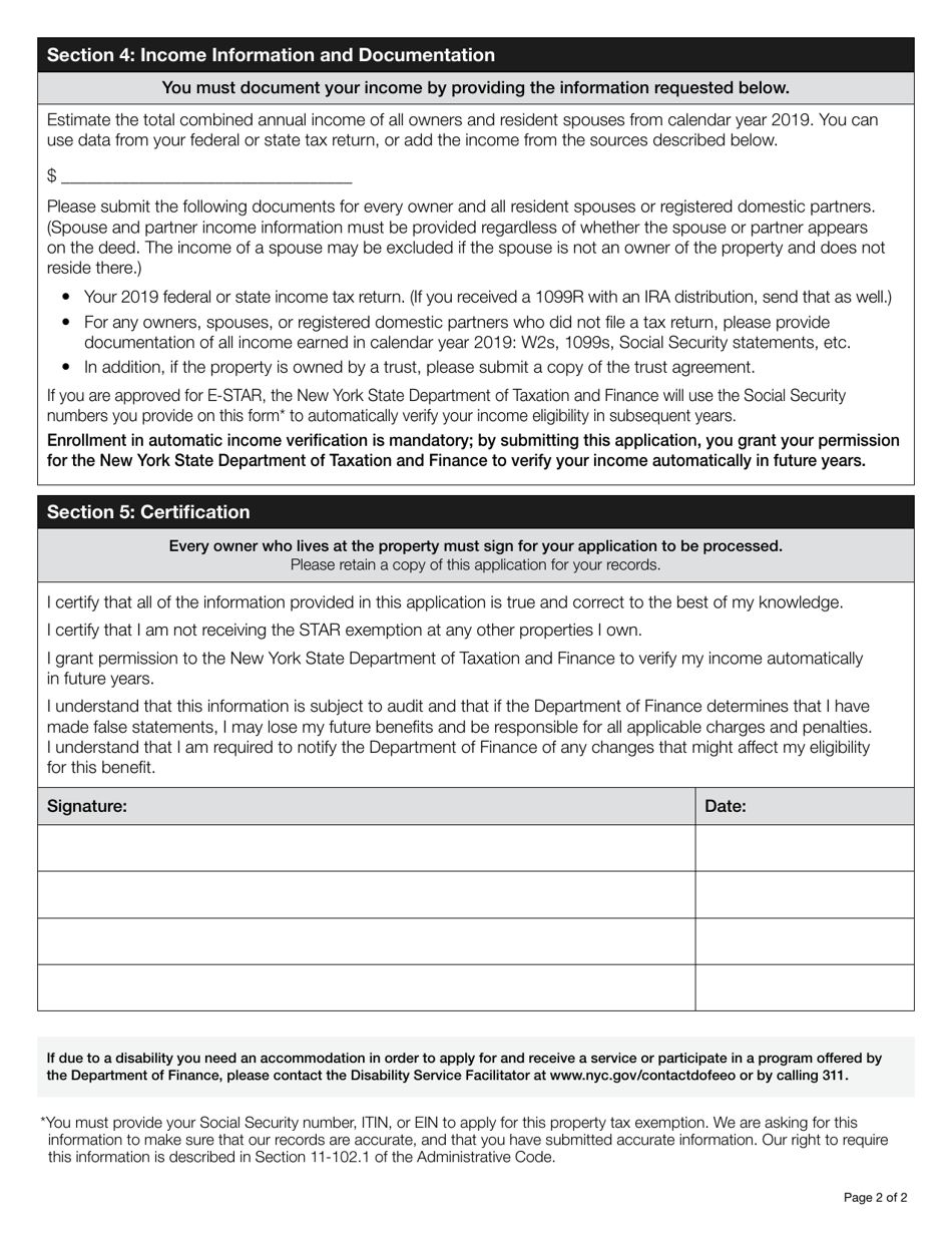 Star to E-Star Exemption Application - New York City, Page 2