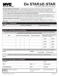 Star to E-Star Exemption Application - New York City (French)