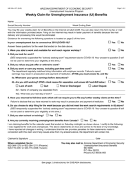 Form UB-106A Weekly Claim for Unemployment Insurance (Ui) Benefits - Arizona