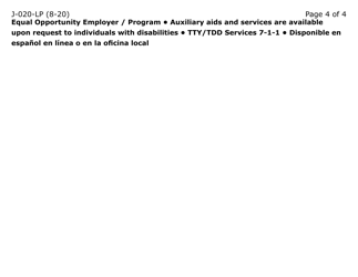 Form J-020-LP Discrimination Complaint - Clients, Applicants and Contractors - Arizona, Page 4