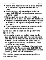 Formulario FAA-0098A-SLP Solicitud De Apelacion (Letra Grande) - Arizona (Spanish), Page 6