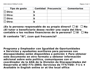 Formulario DDD-0221A-SLP Plan De Gastos (Letra Grande) - Arizona (Spanish), Page 3