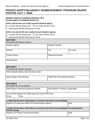 Document preview: Form AD4040 Private Adoption Agency Reimbursement Program (Paarp) - California