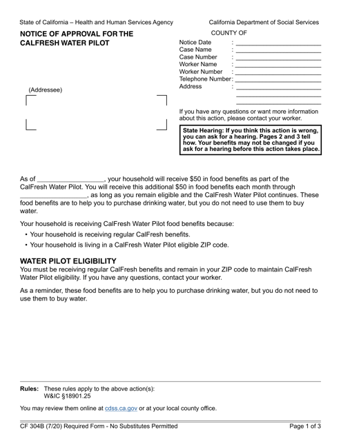 Form CF304B  Printable Pdf