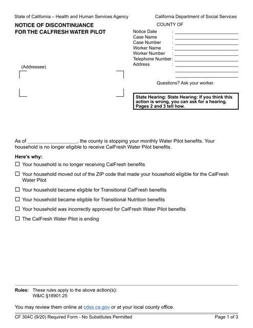 Form CF304C  Printable Pdf