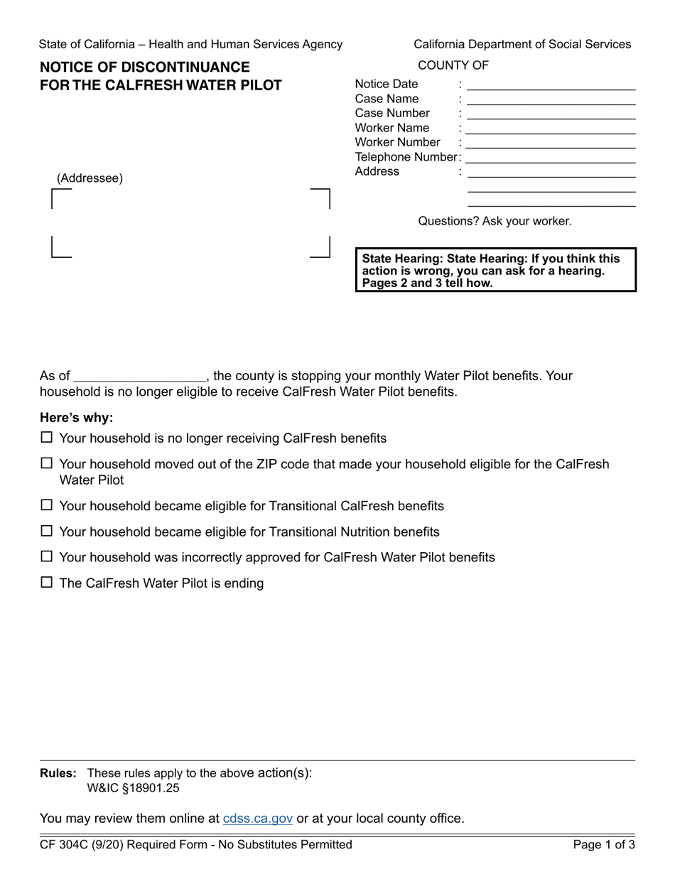 Form CF304C Fill Out Sign Online and Download Fillable PDF