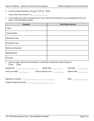 Form CW106 School Financial Aid and Expense Verification - California, Page 2