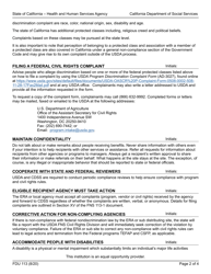Form FDU113 Civil Rights Annual Training Checklist for Csfp and Tefap - California, Page 2