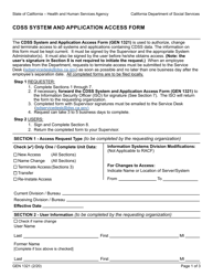 Document preview: Form GEN1321 Cdss System and Application Access Form - California