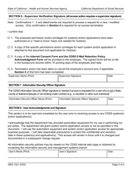 Form GEN1321 Cdss System and Application Access Form - California, Page 3