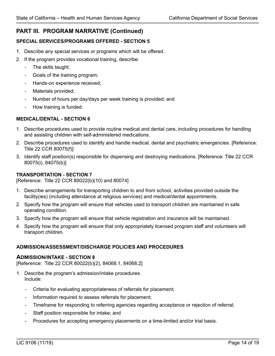 Form LIC9106 Group Home Program Statement - California, Page 14