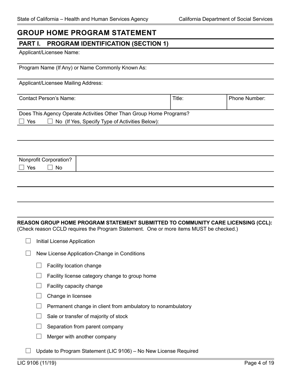 Form LIC9106 Group Home Program Statement - California, Page 4
