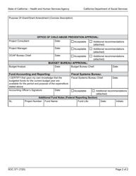 Form SOC371 Grant/Grant Amendment Transaction Request - California, Page 2