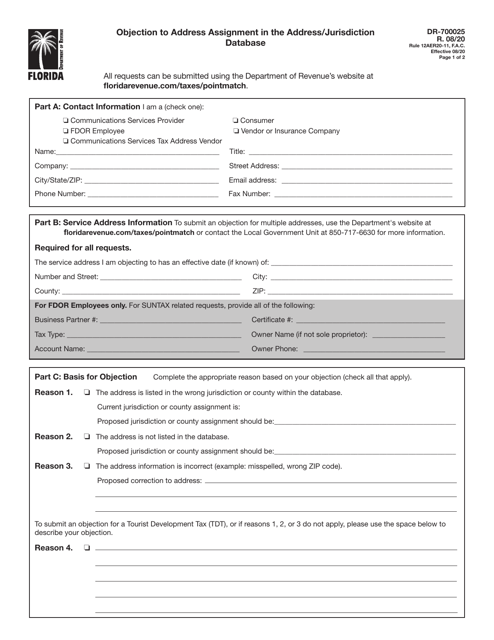 Form DR-700025  Printable Pdf
