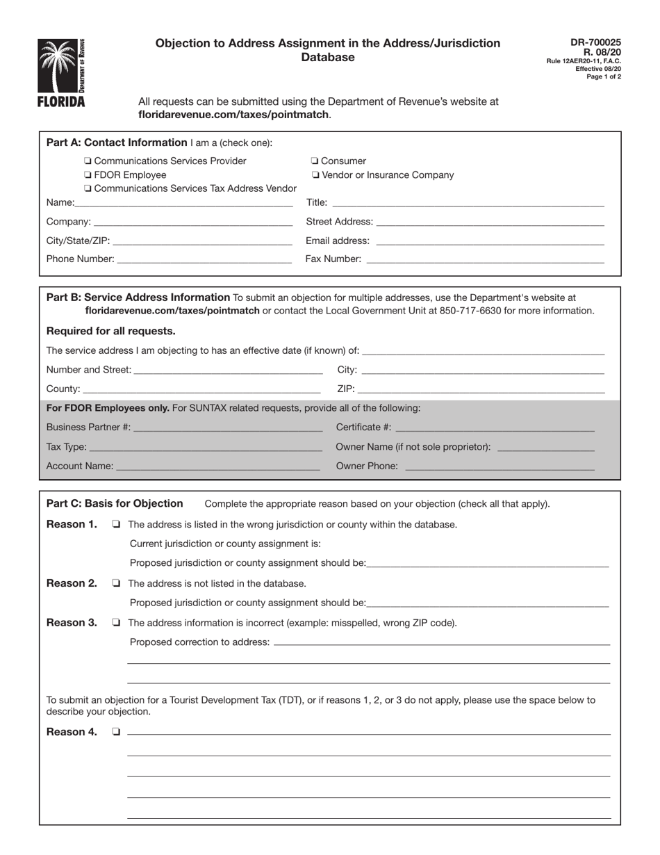 Form DR-700025 Download Printable PDF or Fill Online Objection to ...