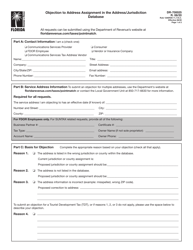 Form DR-700025 Objection to Address Assignment in the Address/Jurisdiction Database - Florida