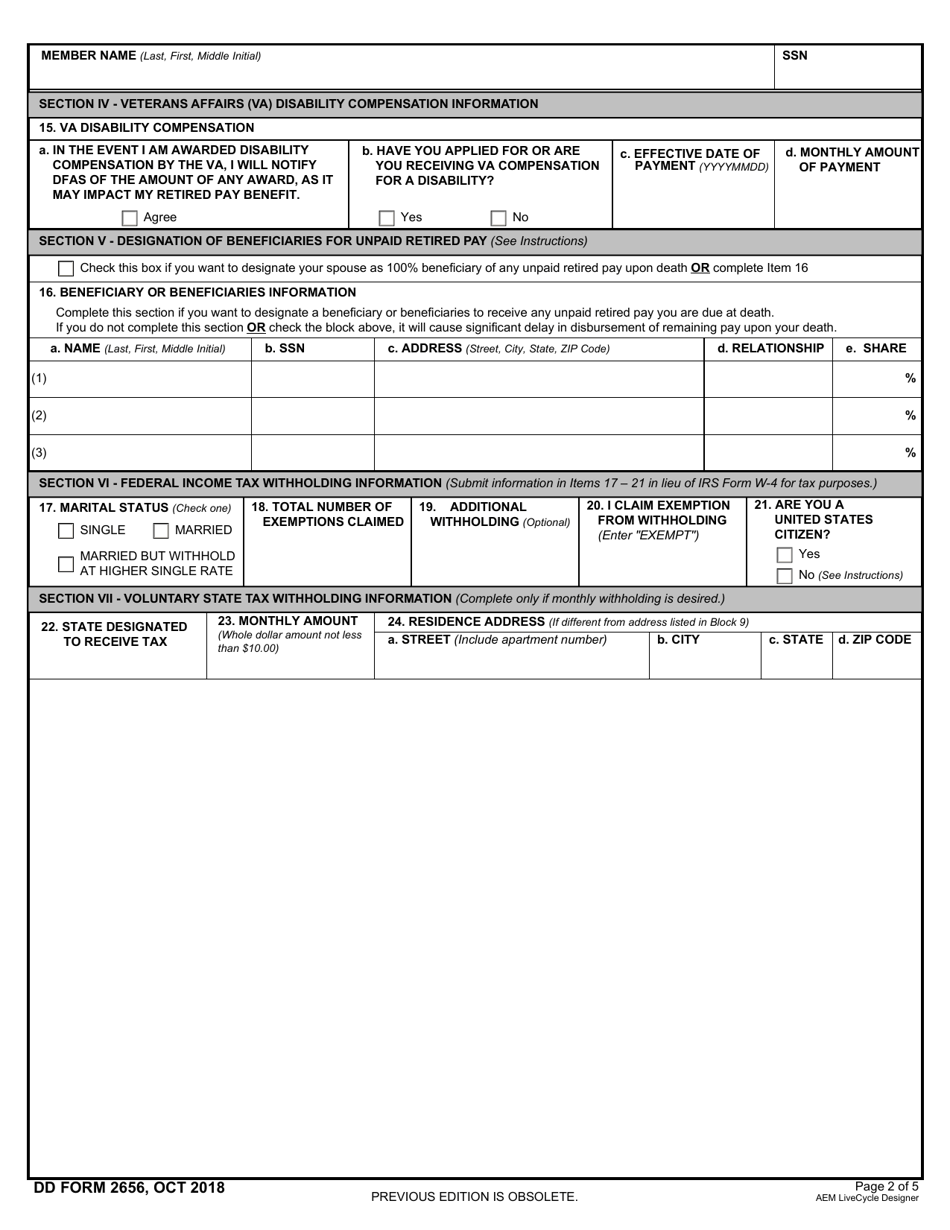 Dd Form 2656 6 Printable