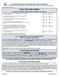 Form DS-82 U.S. Passport Renewal Application for Eligible Individuals