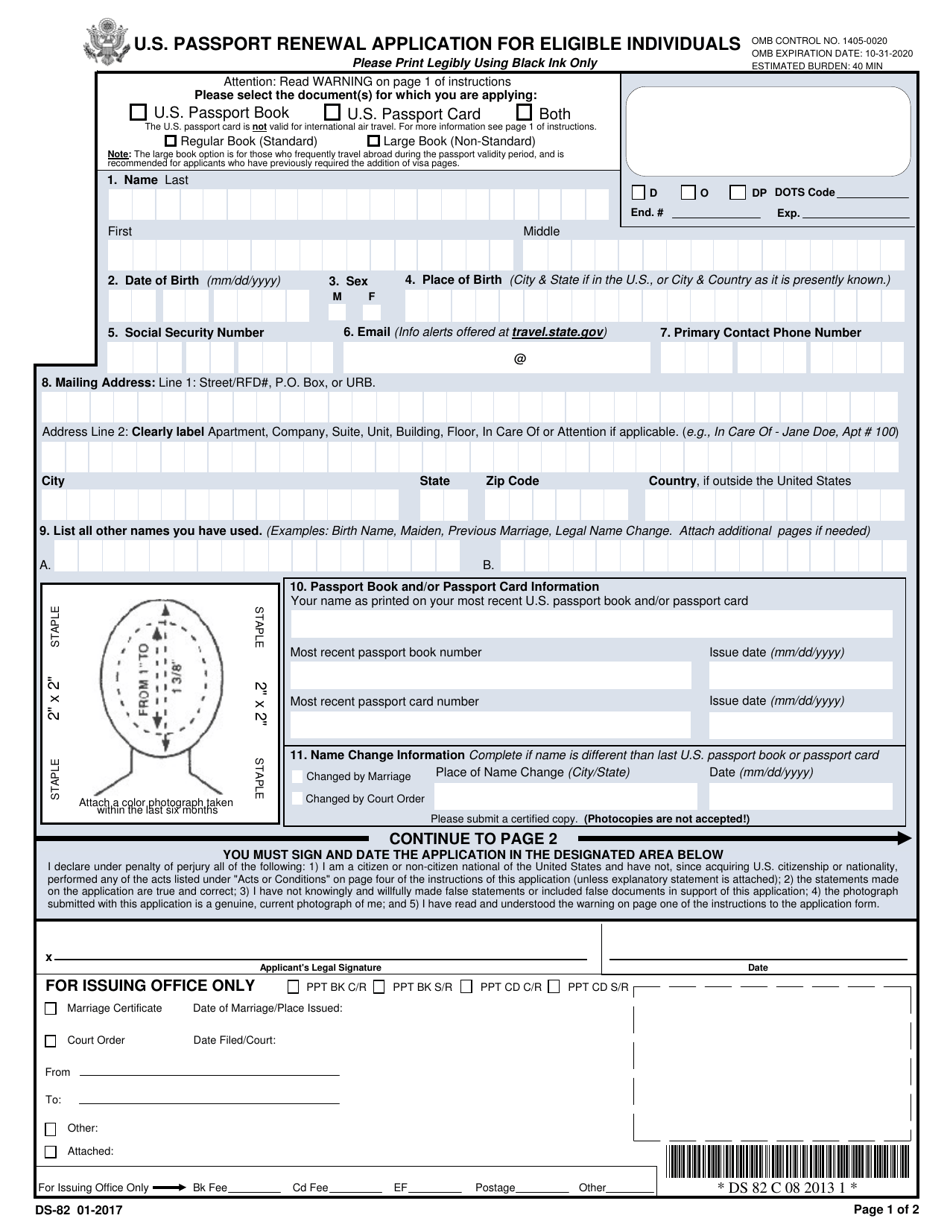 Form DS-82 U.S. Passport Renewal Application for Eligible Individuals, Page 5