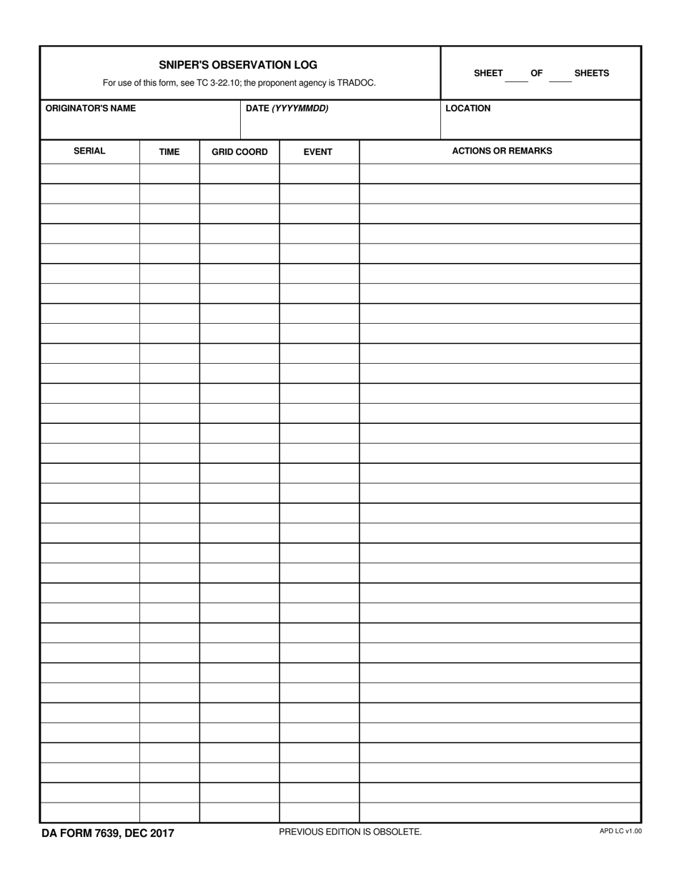 DA Form 7639 - Fill Out, Sign Online and Download Fillable PDF ...