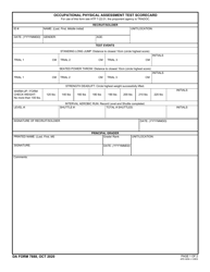 DA Form 7888 Occupational Physical Assessment Test Scorecard