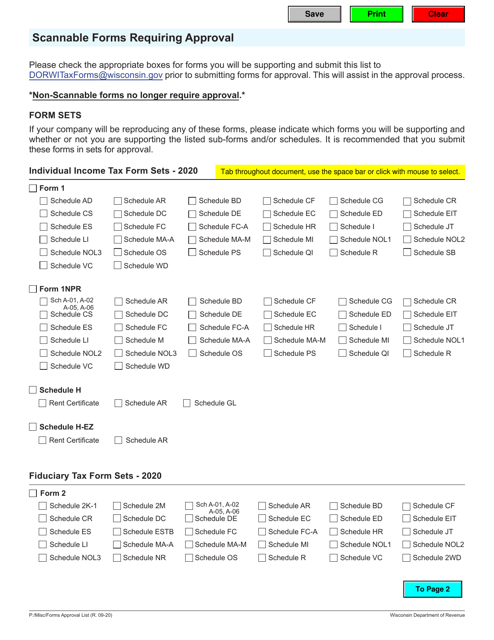 Scannable Forms Requiring Approval - Wisconsin Download Pdf