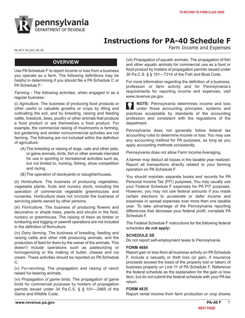 Form PA-40 Schedule F Farm Income and Expenses - Pennsylvania, Page 3