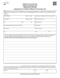 Form 13-9-D Application for Credit or Refund of Franchise Tax - Oklahoma