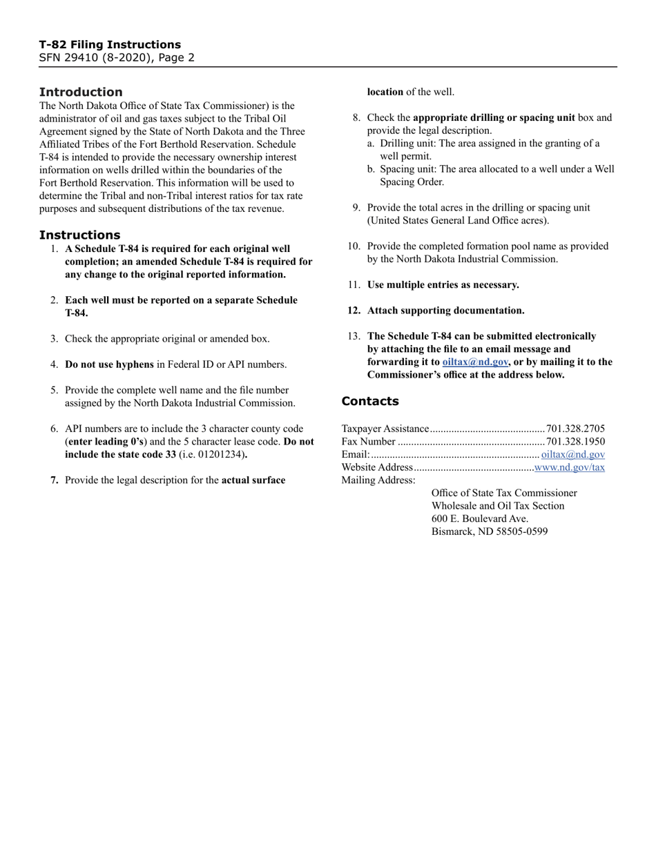 Form SFN29410 Schedule T-82 Operators Schedule of Take in-Kind Owners - North Dakota, Page 2